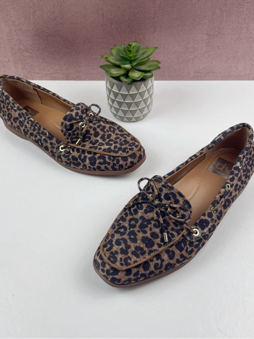 Dolce Vita Black Brown Leopard Animal Print Loafer Slip On Flats Shoes Women
